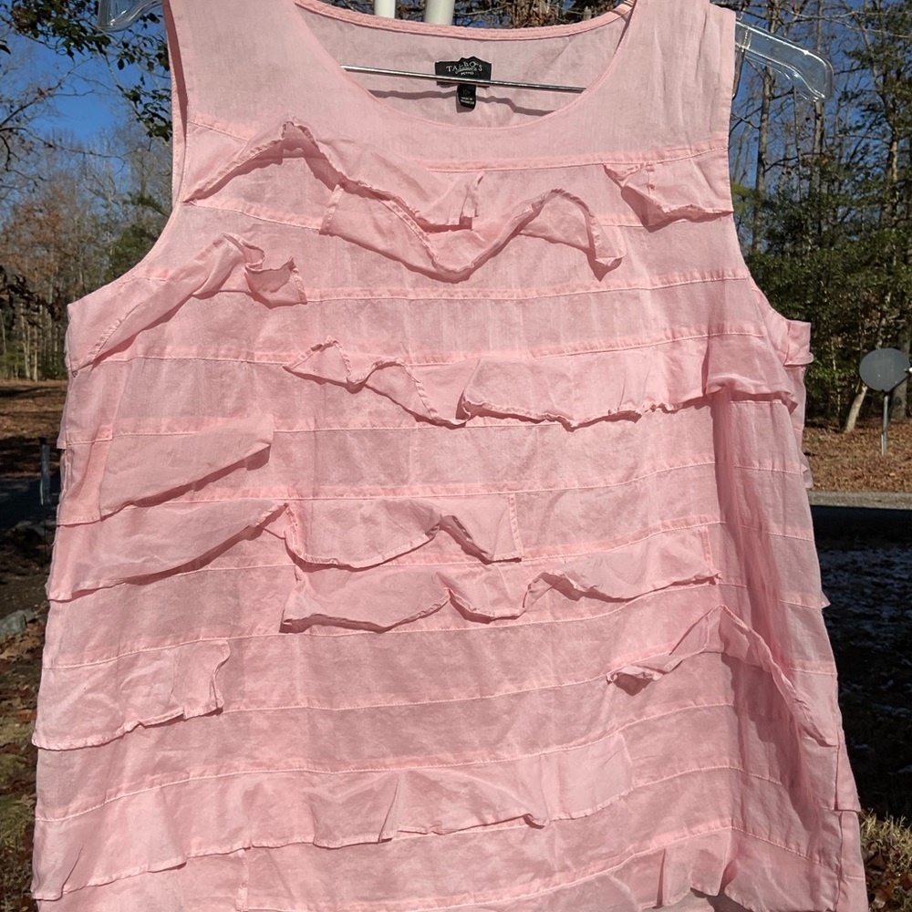 Talbots Pink Layered Ruffle Blouse cotton - Picture 6 of 6